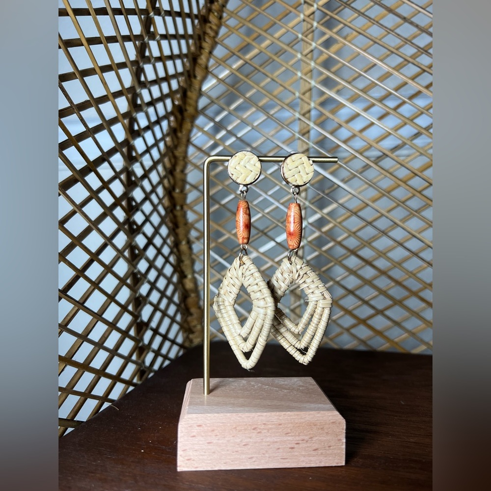 Rattan drop geometric Earrings